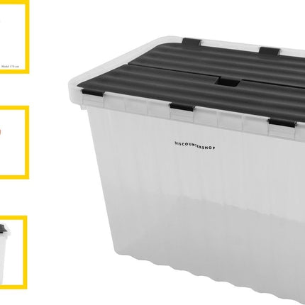 Opbergbox  met Deksel 15L - Kunststof -  39x26x26 cm -  Transparant