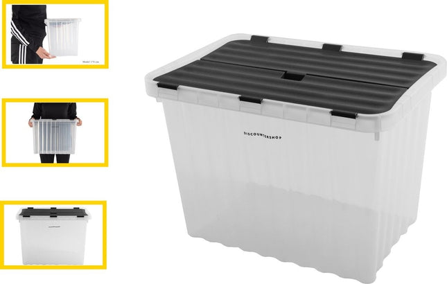 Opbergbox  met Deksel 15L - Kunststof -  39x26x26 cm -  Transparant