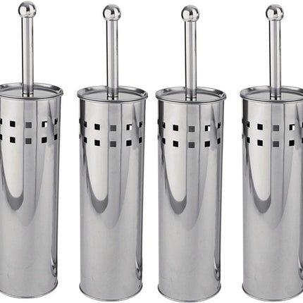 6 Stuks Toiletborstel RVS - Wcborstel Rvs - RVS Toiletborstel in houder - Toiletborstelhouder - Wc borstel - Toiletborstel - Zilver - RVS