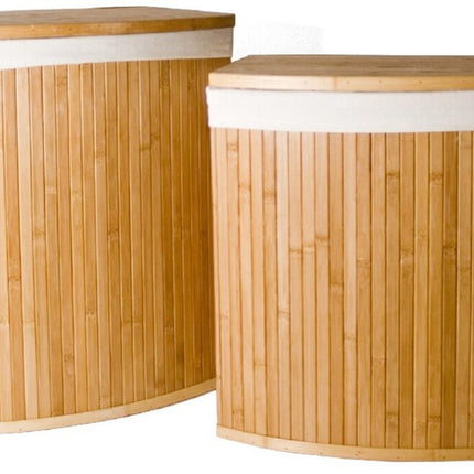 2-Delige Wasmanden met deksel | Wasmand Duurzaam | waszak katoen | Wasmand bamboe | 64L / 33L