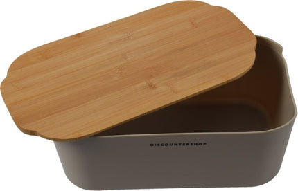 Broodtrommels - Broodtrommel met bamboe deksel - brooddoos - vershouddoos-Beige