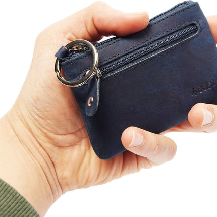 Autosleutel RFID Antidiefstal Portemonnee – Buffelleer Sleuteletui met Rits – Kleine Portemonnee voor Heren & Dames