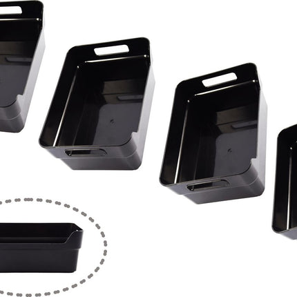 5x stuks Zwarte opbergboxen/opbergdozen/opbergmanden kunststof - 5 liter - opbergen manden/dozen/bakken - opbergers 