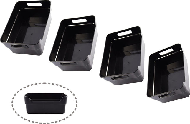 5x stuks Zwarte opbergboxen/opbergdozen/opbergmanden kunststof - 5 liter - opbergen manden/dozen/bakken - opbergers 