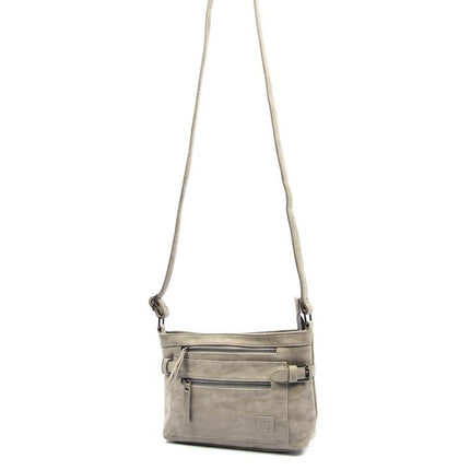 Grijze Schoudertas - Bicky Bernard tas met veel vakken - Grijs - grijze tas - 18.5 x 27 x 8.5 cm