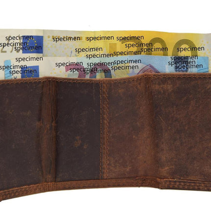 Mini Portemonnee dames en heren - vakantie portemonnee - Compact portemonnee - Buffelleer portemonnee - Kleine portemonnee - Portemonnee - mini portemonnee - - bruin - 9,8 cm