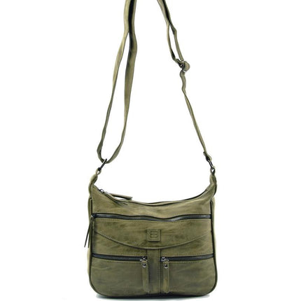 Bicky Bernard Omhang Schoudertas Ritsvakjes Trendy Tas olijf - olive