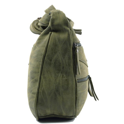 Bicky Bernard Omhang Schoudertas Ritsvakjes Trendy Tas olijf - olive