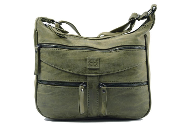 Bicky Bernard Omhang Schoudertas Ritsvakjes Trendy Tas olijf - olive