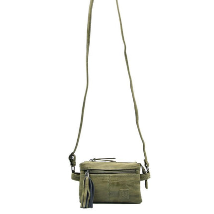 Tas - tassen - bags - Bag- Bicky Bernard- Harmonica 3-Vaks tasje - schoudertasje - crossbody tasje - Olive