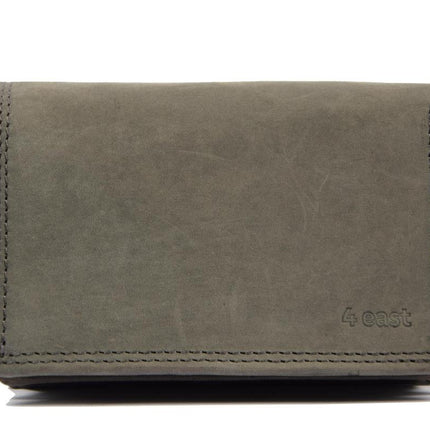 Stijlvolle Portemonnee Van Buffelleer - RFID - 14 Pasjes - Grijs - 4East - RFID - Drukknopen - 13X9X3 cm 