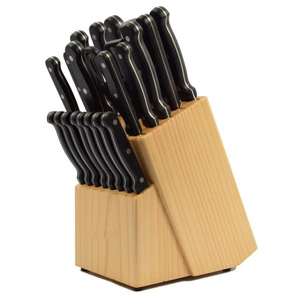 Messenset 22 stuks met houder van hout