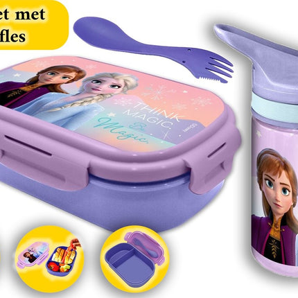 Frozen Lunchset met Waterfles 400 ml - BPA- vrij Broodtrommel en Beker