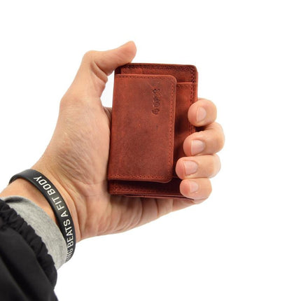 Kleine portemonnee pasjes en geld |dames & heren | anti skim met 2 pasjeshouder & muntvak | ideaal kerstcadeautjes | 9.8x6.5x2 cm – rood 