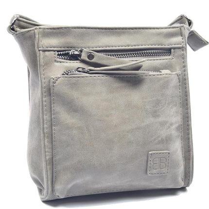 Bicky Bernard Schoudertas Grey met 5 ritsen - tas - tassen - schoudertas dames - handtas - Grey schoudertas - schoudertas meiden -