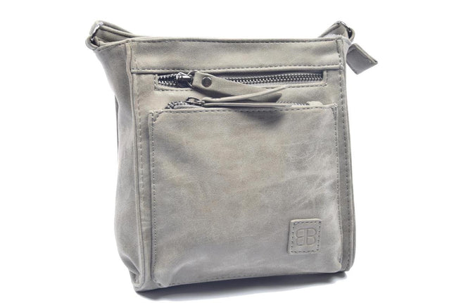Bicky Bernard Schoudertas Grey met 5 ritsen - tas - tassen - schoudertas dames - handtas - Grey schoudertas - schoudertas meiden -
