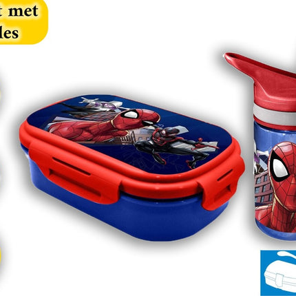 Spiderman Broodtrommel en Drinkbeker 400ml Blauw voor Kinderen