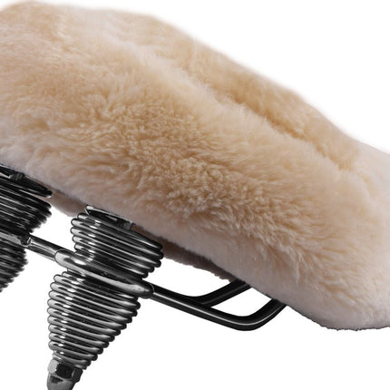 Fietszadelhoes Schapenvacht – Universele Zadelhoes voor Dames & Heren – Waterafstotend & Ademend – Beige – Past op Stadsfiets, E-bike, MTB & Racefiets