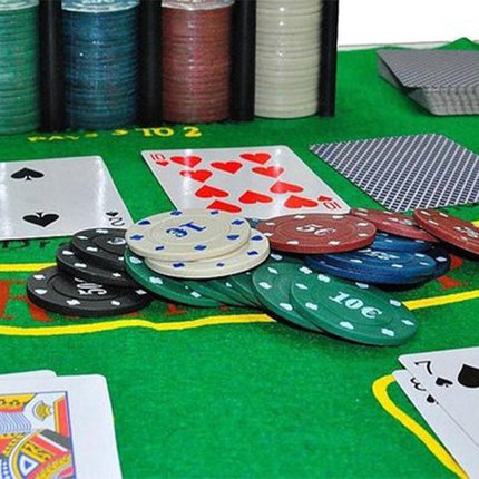 Texas Hold Em Poker - Blackjack Set - Pro Pokerset Met 200 Poker Chips - Pokerkaarten Cards - Speelkleed