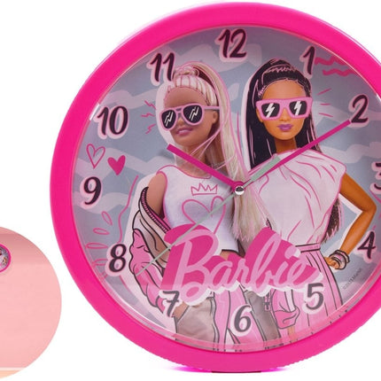 Kinder Wandklok Barbie 25 cm - Roze - Easy Learning Diameter