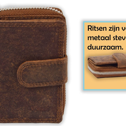 Portemonnee - Portemonnee dames - Portemonnee heren - Portemonnee pasjes - RFID Protected Anti skim - 4East - 4E-209- Vintage-bruin