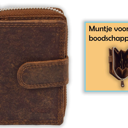 Portemonnee - Portemonnee dames - Portemonnee heren - Portemonnee pasjes - RFID Protected Anti skim - 4East - 4E-209- Vintage-bruin