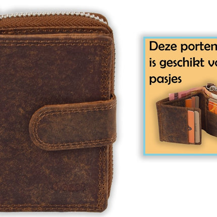 Portemonnee - Portemonnee dames - Portemonnee heren - Portemonnee pasjes - RFID Protected Anti skim - 4East - 4E-209- Vintage-bruin