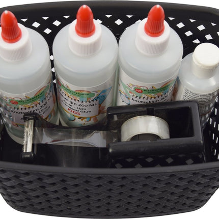 Opbergmand Opbergbakje Kunststof opbergbak met handgrepen 5 liter Zwarte opberger 22 x 12,9 x 15 cm Rattan
