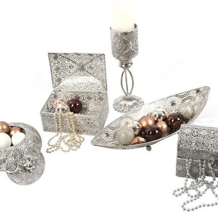 Set van 3 oosterse stijl Schaal blad | Decoratie schaal blad | Metalen blad | decoratie schaal- 42X16cm Zilver