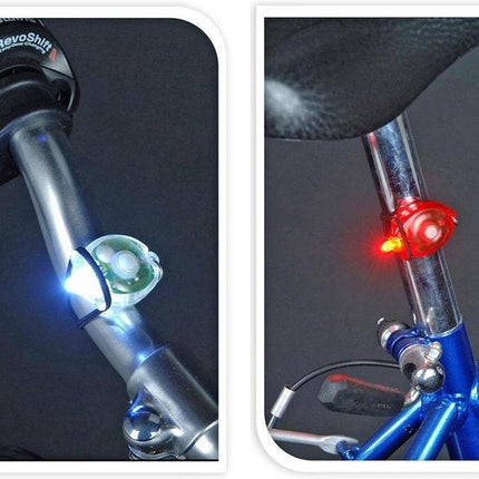 Lot de 2 éclairages de vélo rouges et transparents avec 2 piles CR2016 et 1 pile CR2032 - Vélos et accessoires