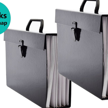 2 stuks Map Met Handvat - Bestandsmap - Sorteermap - Officemap - Documentenmap - Archiefkast/koffer 36x26x 10 cm - Kantoor - Map - Papier - Office - Kantoor accessoires - Office mapping - Bureau - Office mappen - Kantoorartikelen