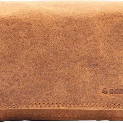 4East® | Vintage Leren Dames Portemonnee Harmonica |Cognac | Ideale Dames Portemonnee | Stoer Leer| met RFID bescherming
