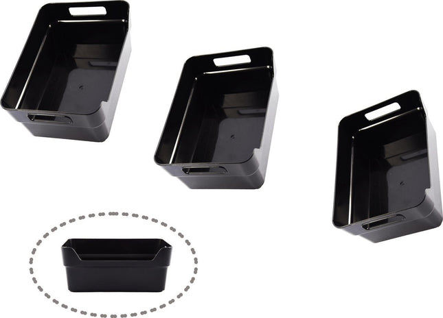 3 stuks opbergmand met handvatten - Opbergbox kopen - Opbergbakjes kopen - Opbergbak - Gereedschapsbak 3 stuks - afmeting 200 mm x 140 mm x 80mm 
