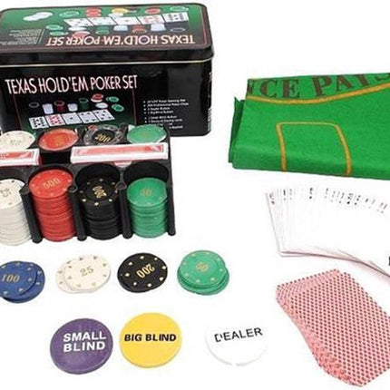 Texas Hold Em Poker - Blackjack Set - Pro Pokerset Met 200 Poker Chips - Pokerkaarten Cards - Speelkleed