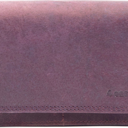 4East® | Vintage Leren Dames Portemonnee Harmonica |Paars | Ideale Dames Portemonnee | Stoer Leer| met RFID bescherming