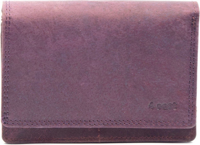 4East® | Vintage Leren Dames Portemonnee Harmonica |Paars | Ideale Dames Portemonnee | Stoer Leer| met RFID bescherming