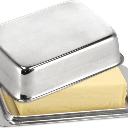 Botervloot RVS - Botervloot Roestvrij Staal - Zilver - Klassiek Ontwerp - Deksel - Voor 250g Boter - Boterschaal - Botervloot voor Koelkast of Aanrecht