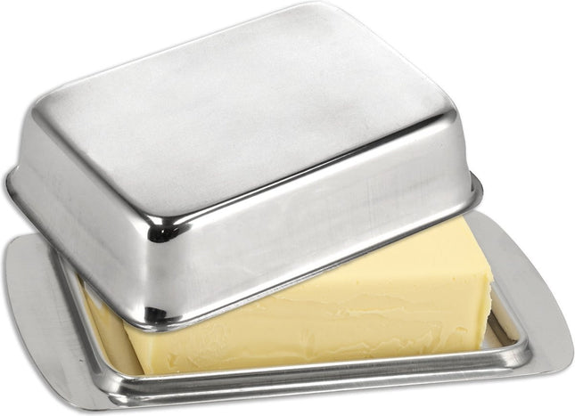 Botervloot RVS - Botervloot Roestvrij Staal - Zilver - Klassiek Ontwerp - Deksel - Voor 250g Boter - Boterschaal - Botervloot voor Koelkast of Aanrecht