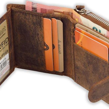 Portemonnee - Portemonnee dames - Portemonnee heren - Portemonnee pasjes - RFID Protected Anti skim - 4East - 4E-209- Vintage-bruin