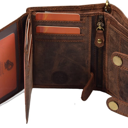 Portemonnee met ketting - Leren Dames Portemonnee Met Ketting - Leren Heren Portemonnee Met Ketting Bruin - Cognac