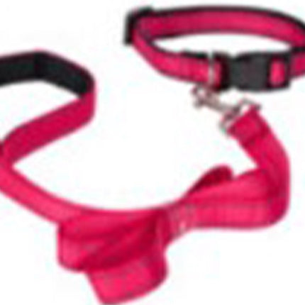 Honden Halsband met uitlaatriem -Roze - Hondentuig met reflector - Wandelen - Uitlaten - voor Meduim honden - Uitlaatriem 100 cm - Halsband 33 - 50 cm