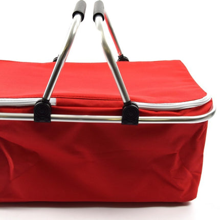Opvouwbare boodschappenmand, met koelfunctie, thermomand met handvat, 25 l, deksel met ritssluiting, koelmand, rood