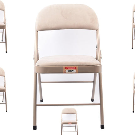 Velvet Eetkamerstoel 6 st inklapbaar met stalen frame Beige