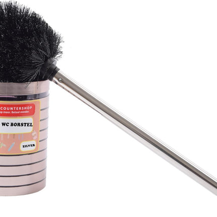 RVS toiletborstel met houder gestreept motief - Toiletborstelhouders/wc-borstelhouders voor toilet - Schoonmaakproducten