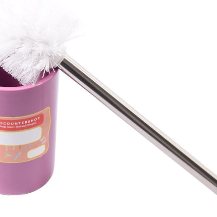 Toiletborstel met houder keramiek Toiletborstel 37 cm - keramiek - RVS Paars 2-delig