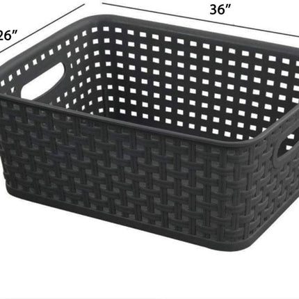 4x Opbergmand | met gevlochten rotan design voor badkamer | ergonomische handgrepen