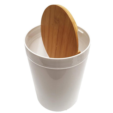 Luxe Toiletborstel Set | Modern Design | Kunststof en Bamboe | Bruin en Wit | 2 Jaar Garantie 