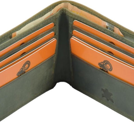 Portemonnee heren-dames luxe leer RFID anti-skim ZONDER MUNT GELD - hoge kwaliteit portefeuille heren-dames leer - mannen-vrouwen cadeautjes, cadeau voor man-vrouw Billfold Olijf- Groen 
