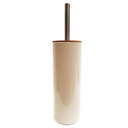 Luxe Toiletborstel Set | Modern Design | Kunststof en Bamboe | Bruin en Wit | 2 Jaar Garantie 
