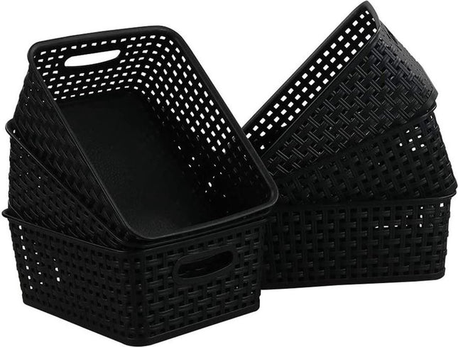 6x Mini Opbergmand | Opbergbakje |1,65 liter | Zwarte opberger 20 x 12 x 6 cm Rattan